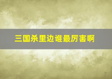 三国杀里边谁最厉害啊