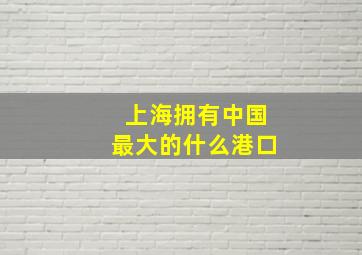 上海拥有中国最大的什么港口