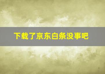 下载了京东白条没事吧