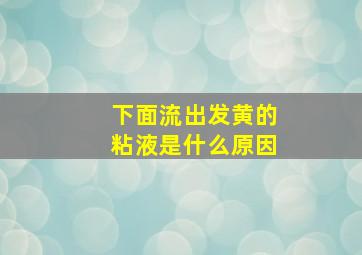 下面流出发黄的粘液是什么原因