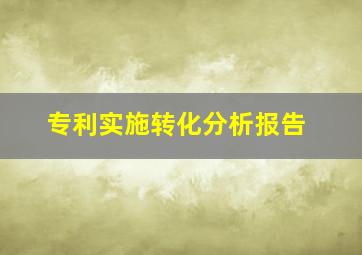 专利实施转化分析报告