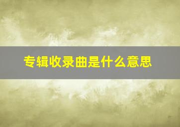 专辑收录曲是什么意思