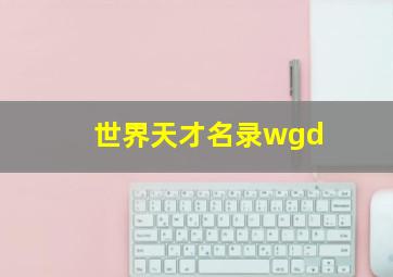 世界天才名录wgd