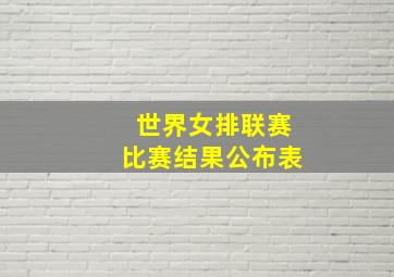 世界女排联赛比赛结果公布表