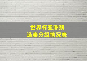 世界杯亚洲预选赛分组情况表