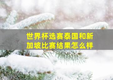 世界杯选赛泰国和新加坡比赛结果怎么样