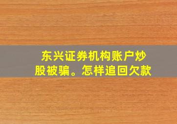 东兴证券机构账户炒股被骗。怎样追回欠款