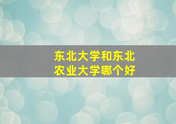 东北大学和东北农业大学哪个好