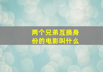 两个兄弟互换身份的电影叫什么