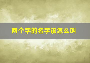 两个字的名字该怎么叫