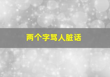 两个字骂人脏话