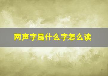 两声字是什么字怎么读