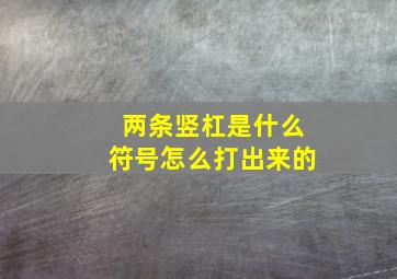 两条竖杠是什么符号怎么打出来的