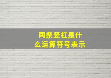 两条竖杠是什么运算符号表示