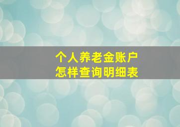 个人养老金账户怎样查询明细表