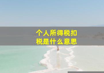 个人所得税扣税是什么意思