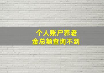 个人账户养老金总额查询不到