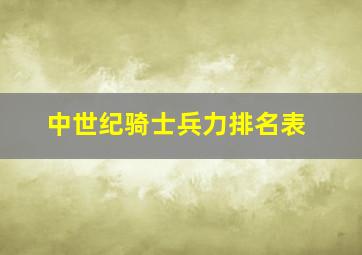 中世纪骑士兵力排名表