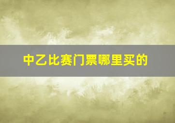 中乙比赛门票哪里买的