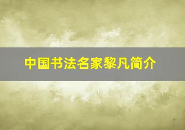 中国书法名家黎凡简介