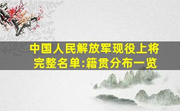 中国人民解放军现役上将完整名单:籍贯分布一览