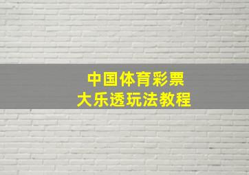 中国体育彩票大乐透玩法教程