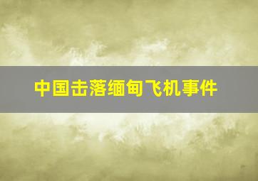 中国击落缅甸飞机事件