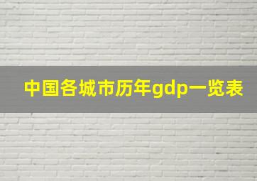 中国各城市历年gdp一览表