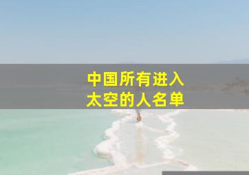 中国所有进入太空的人名单