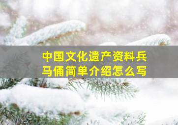 中国文化遗产资料兵马俑简单介绍怎么写