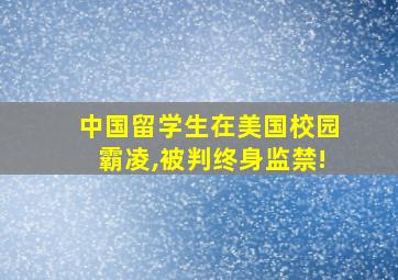 中国留学生在美国校园霸凌,被判终身监禁!