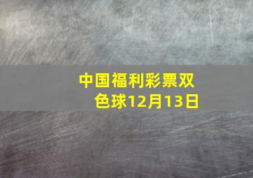 中国福利彩票双色球12月13日