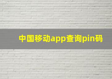 中国移动app查询pin码