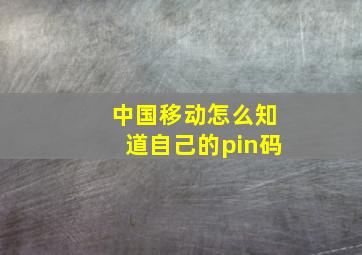 中国移动怎么知道自己的pin码