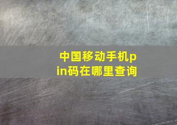 中国移动手机pin码在哪里查询