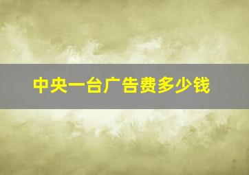 中央一台广告费多少钱