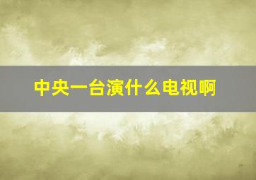 中央一台演什么电视啊