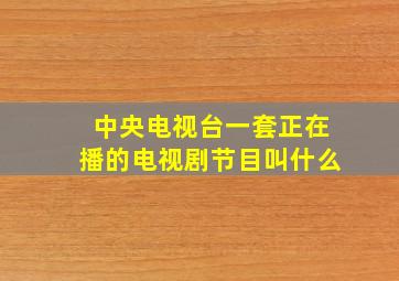 中央电视台一套正在播的电视剧节目叫什么