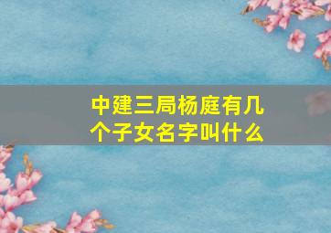 中建三局杨庭有几个子女名字叫什么