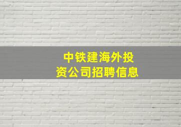 中铁建海外投资公司招聘信息