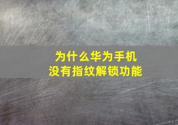 为什么华为手机没有指纹解锁功能