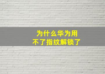 为什么华为用不了指纹解锁了