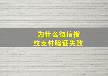 为什么微信指纹支付验证失败