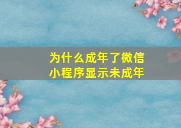 为什么成年了微信小程序显示未成年