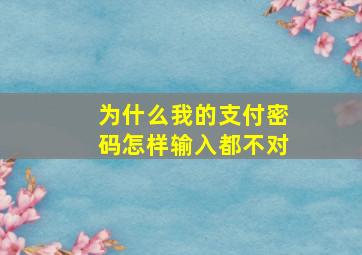 为什么我的支付密码怎样输入都不对