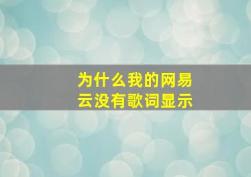 为什么我的网易云没有歌词显示