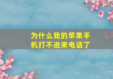 为什么我的苹果手机打不进来电话了