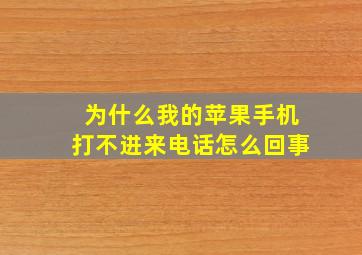 为什么我的苹果手机打不进来电话怎么回事