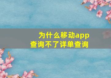 为什么移动app查询不了详单查询