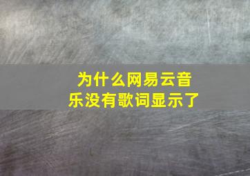 为什么网易云音乐没有歌词显示了